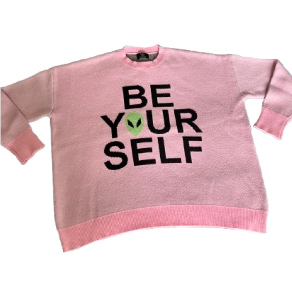 RARE, NWOT Dressed in LALA “Be Yourself” Oversized Alien Knit in Pink, Sz  - S/M - Picture 6 of 16